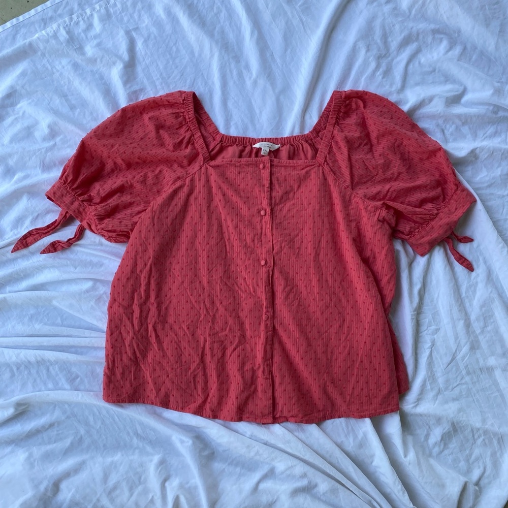 LC Lauren Conrad Pink Button-Up Blouse